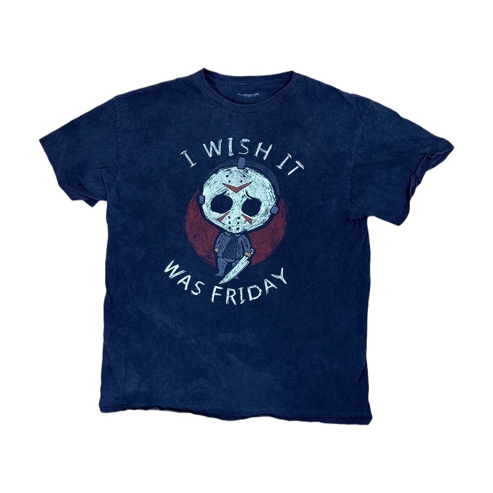 Friday The 13th Graphic Tee Mens L Navy Blue Good Jason Voorhees Horror Shirt
